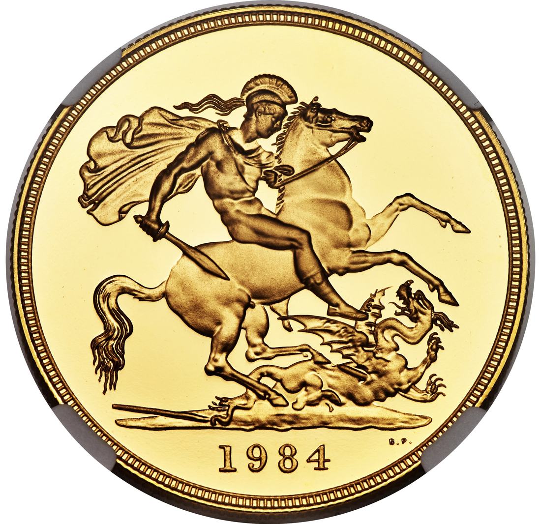 A British five-pound coin
