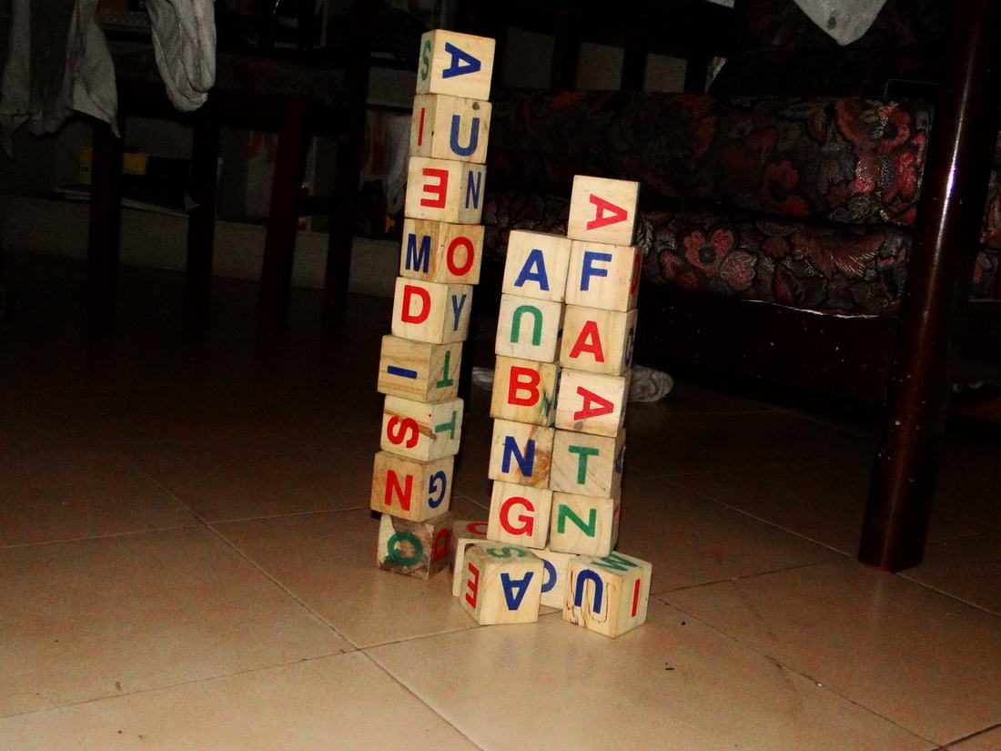 Wooden alphabet toy blocks