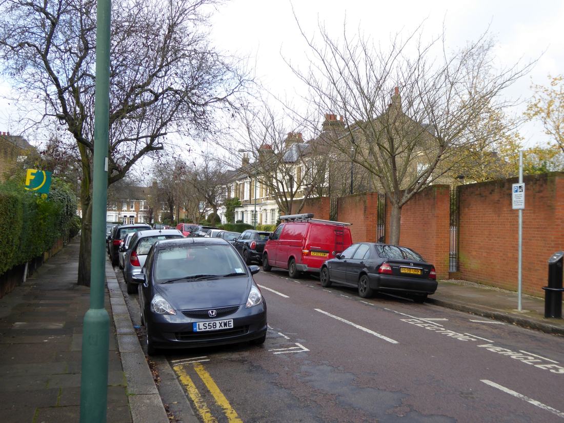 A residential street of houses