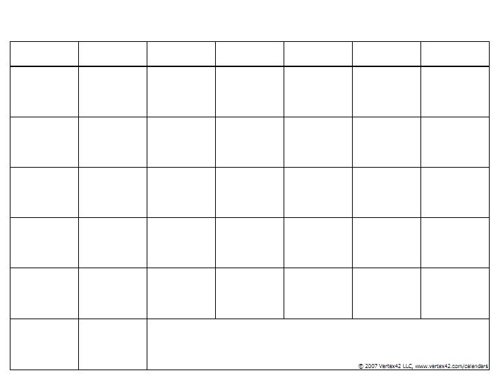 A blank monthly calendar grid